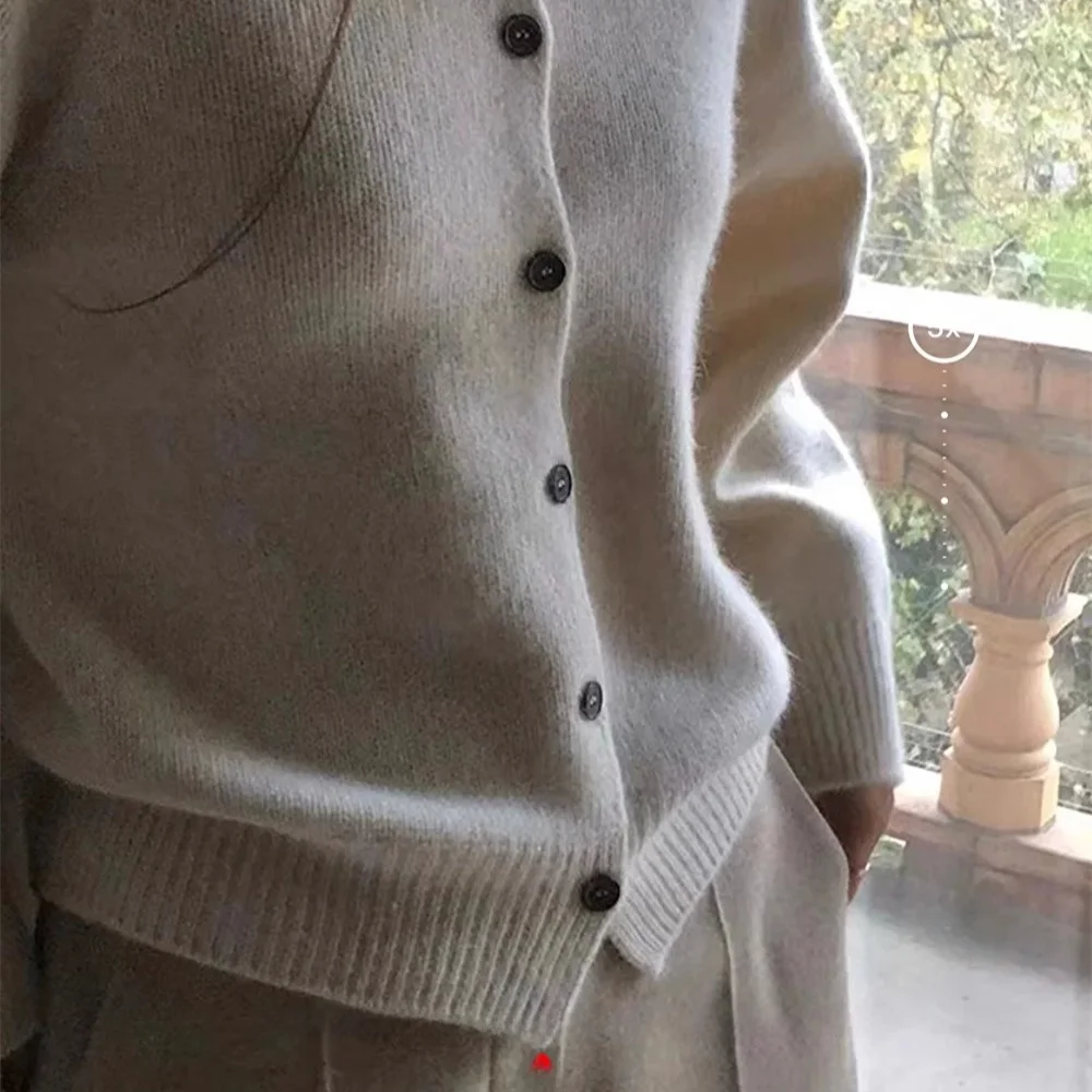 

Classic Basic Sle Sweater Small Open Cardigan Loose Wave Bla Button Street Sle round Ne Regular Length Other Fabric