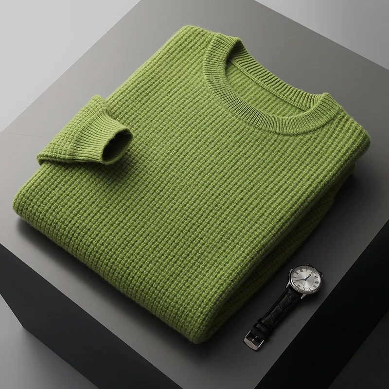 Winter New 100% wool Cashmere Sweater Men'  Pullovers Thick Large size Sweater Warm Casual Knit Wool Tops Loose Bottoming Shirt