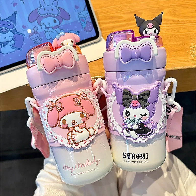 

Cute Sanrio Family Series Butterfly Bow Student Insulated Cup Children's Double Drinking Adjustable Cup Rope Drinking Cup