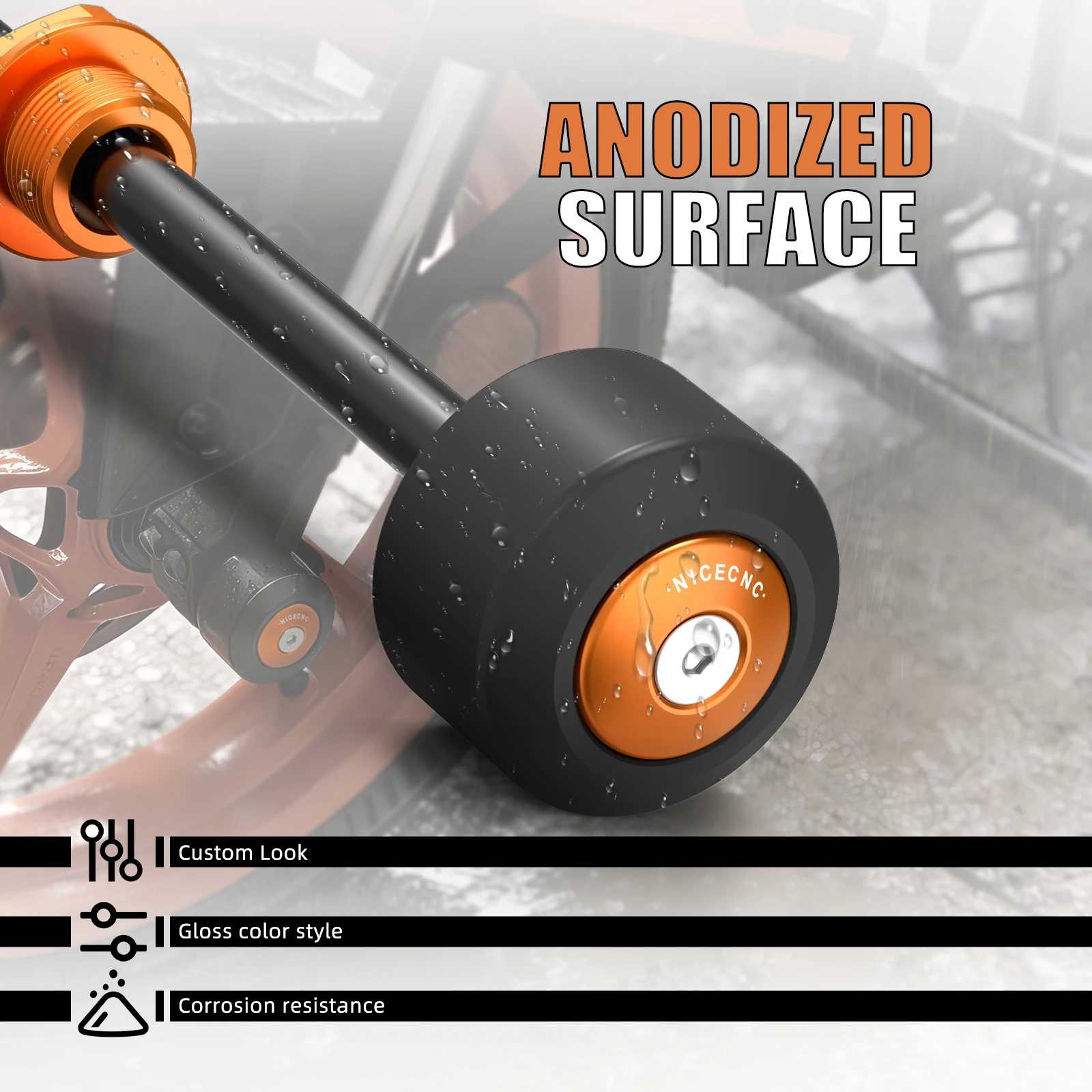 NICECNC Für KTM 390 Adventure R RC 390 390 Enduro R 390 SMC R 2025 250/390 Duke 2024-2025 Vorderachsen-Slider Hinterer Schwingen-Slider – Detail 11