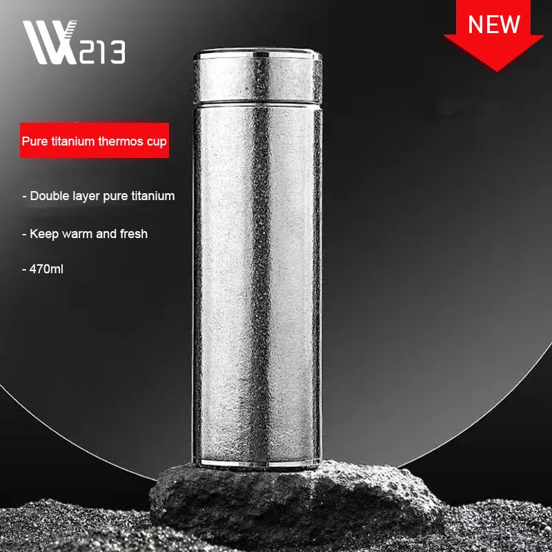 470ML Pure Titanium THERMOS CUP Double-layer Vacuum Men's Business Gift Home Office Car Outdoor Portable High-end WATER BOTTLE