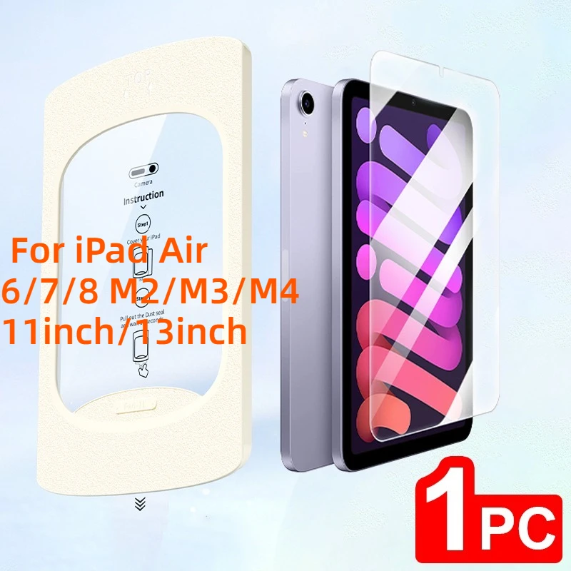 Screen Protector For iPad Air 11inch 13inch iPad Air 6/7/8 Tempered Glass One-Click Dust-Free Installation for iPad Air M2/M3/M4