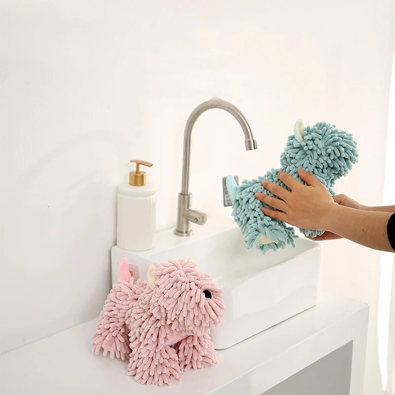 Cartoon Dog Chenille Hand-Wiping Doll Kitchen And Bathroom Multifunctional Cartoon Animal Creative Hand-Wiping Towel Plush Toy