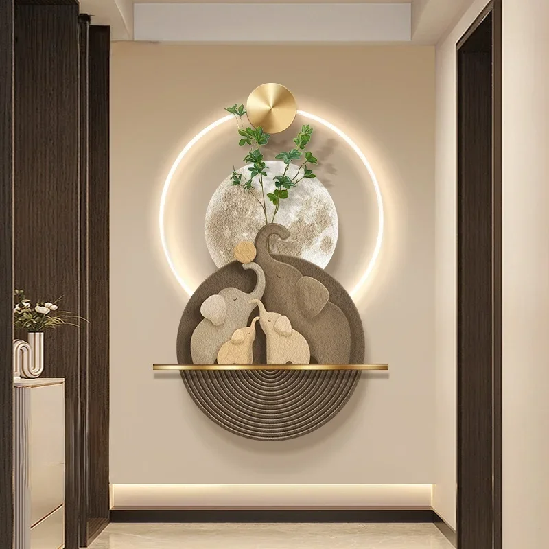 Luminous Elephant Home Sandstone High End Decorative Painting Living Room Corridor Corridor Hanging Painting Wall Accents