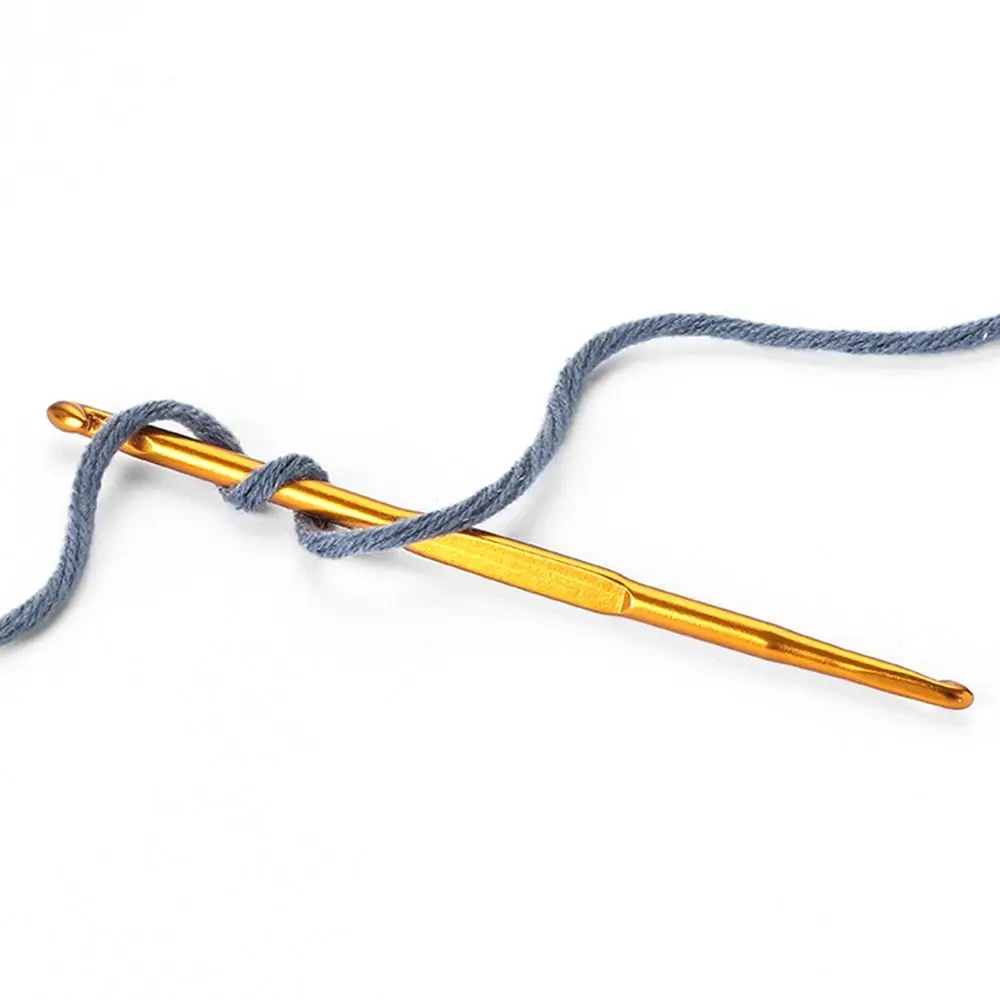 خطافات كروشيه ألومنيوم مزدوجة النهاية ، إبر حياكة متعددة الأحجام ، مشغولات يدوية للسجاد ، ذهب