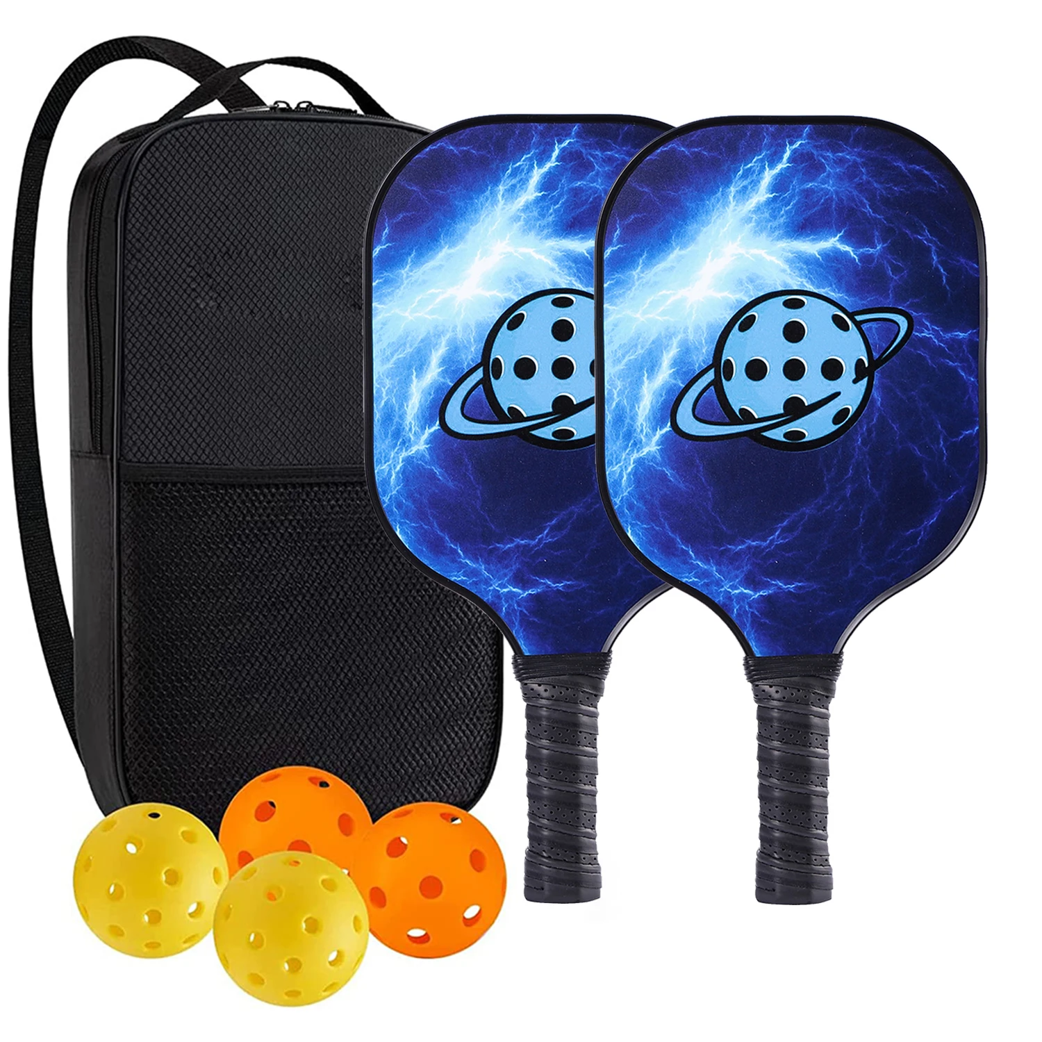 Carbon Fiber Pickleball Paddles Set of 2 USAPA Approved Polypropylene Honeycomb Outdoor Sports Portable Ball Racket Carry Bag