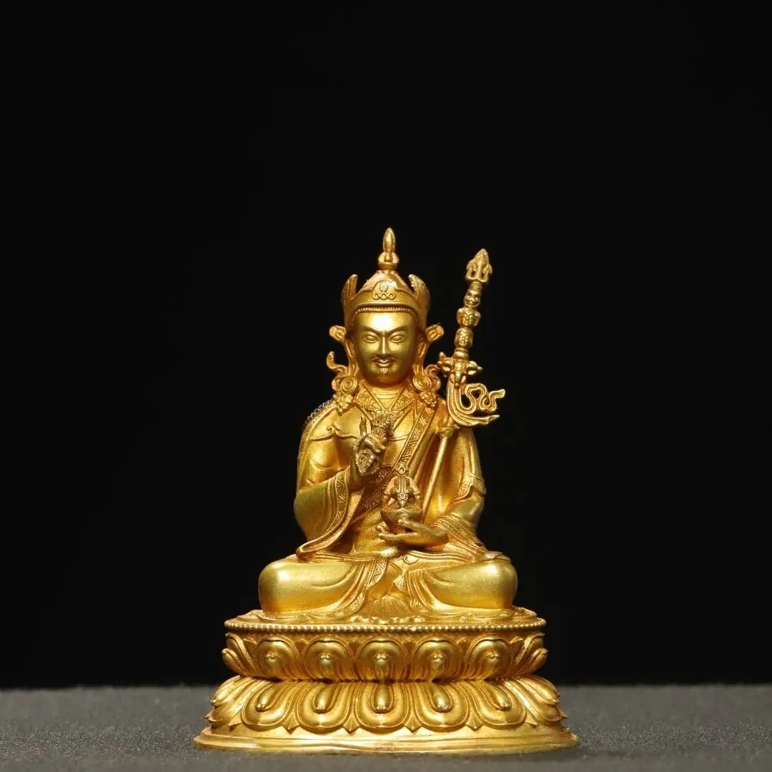 Copper gilt Seiko Buddha statue lotus peanut height cm width 5.5 cm thickness 4.5 cm weight 354 grams