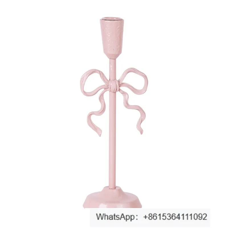 

French retro bow candlestick cast iron single-headed wax table wabi-sabi candlelight dining table club villa decoration