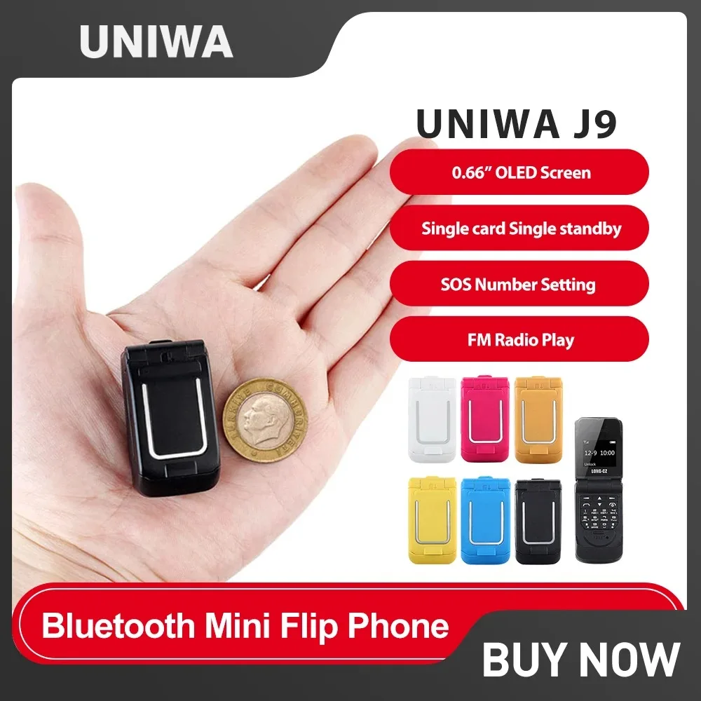 J9 Mini Flip Phone with Push Button, Wireless Bluetooth Dialer, FM Magic Voice, Handsfree Earphone 2G Mini Phone For Kids