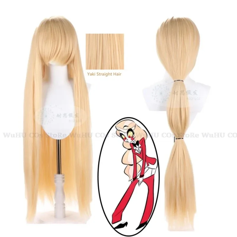 qq023Anime Morningstar Cosplay Hazbin Charlie Cos Hotel Fantasia 100CM Wig Disguise