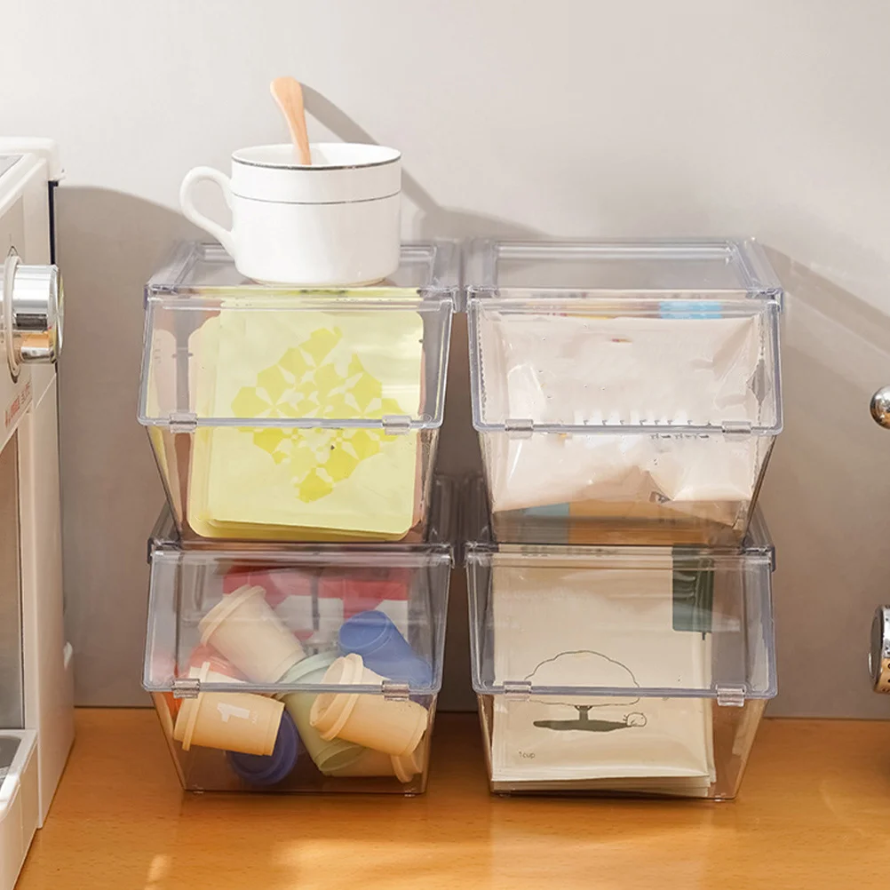 

4Pcs Acrylic Tea Bag Storage Box Organizer Set Simple Desktop Container for Sugar Packets Coffee Station Candy and Seasoning