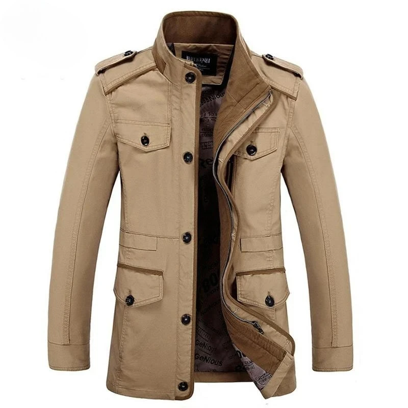 

Oversize Men's Jackets Coat Male Trench Coat 5XL 6XL Spring Autumn Solid Cotton Casual Long Jacket Men Clothing Outerwear AF5806