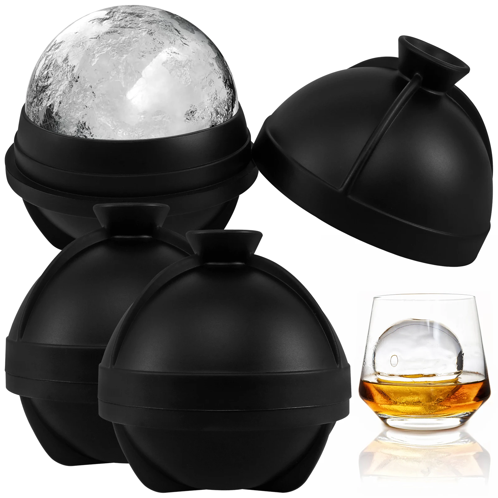 

3/6/9/12 Pcs Ice Cube Moulds, Large Ice Ball Maker with Leak Proof Lid, Silicone Round Ice Cube Ball Mould, Sphere Ice Cube Tray