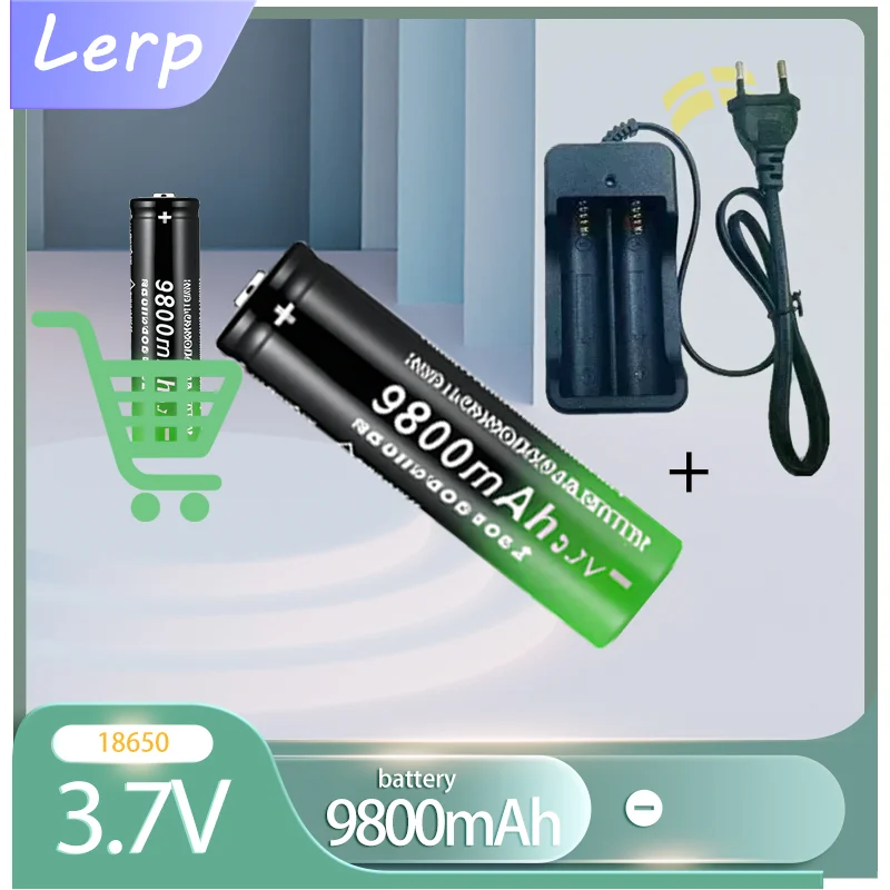 Hot Selling 18650 3.7V 9800mAh Li-Ion Rechargeable Battery with Charger: Powerful Performance for Flashlights & Tools