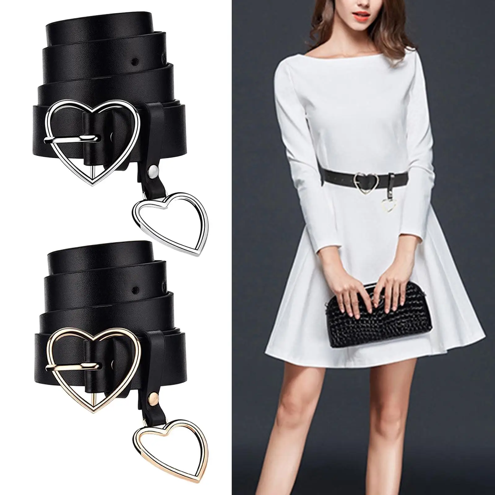 

Women Stylish Black Faux Leather Waist Belt Casual Dress Jeans Waistband