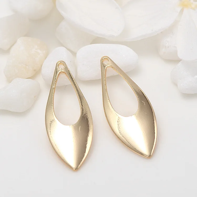 2 Size Gold Color Brass Frosted Drop Shape Charms Jewelry Making Supplies Diy Findings Accessories
