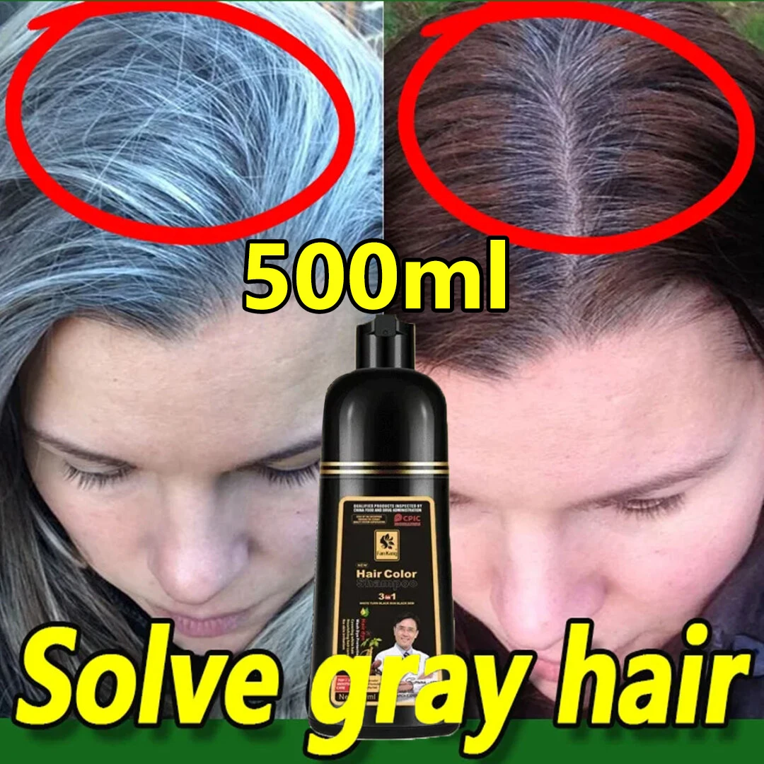 

3 In 1 Hair Dye Shampoo Instant Change Hair Color for Men Women Natural Herbal Essence Gray Hair to Dark Deep Nourish Hair Care