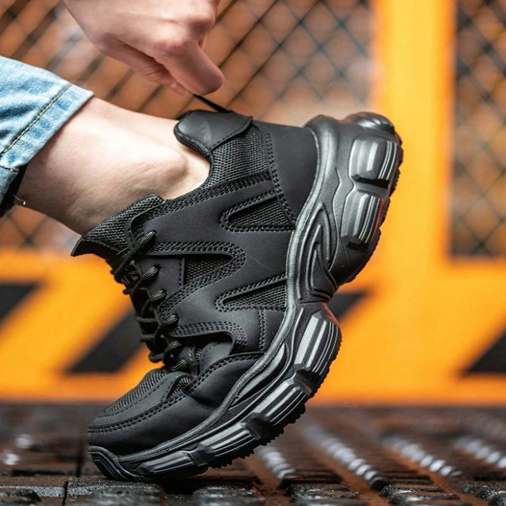 Damen-Sicherheitsstiefel, Arbeitssneaker, leichte, atmungsaktive Sicherheitsschuhe mit Stahlkappe, durchtrittsichere Damenschuhe – Detail 9