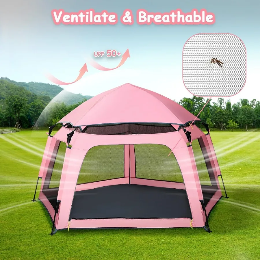 Pop-up tent voor babybox - Speeltent voor buiten en binnen voor op het strand met luifel Reistas Draagbare speeltuin voor baby's en peuters