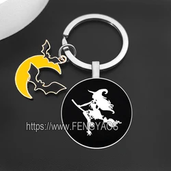Halloween Keyring Witchy Keychain Gift for Halloween Cat Key Chains Gothic Bat Keychains