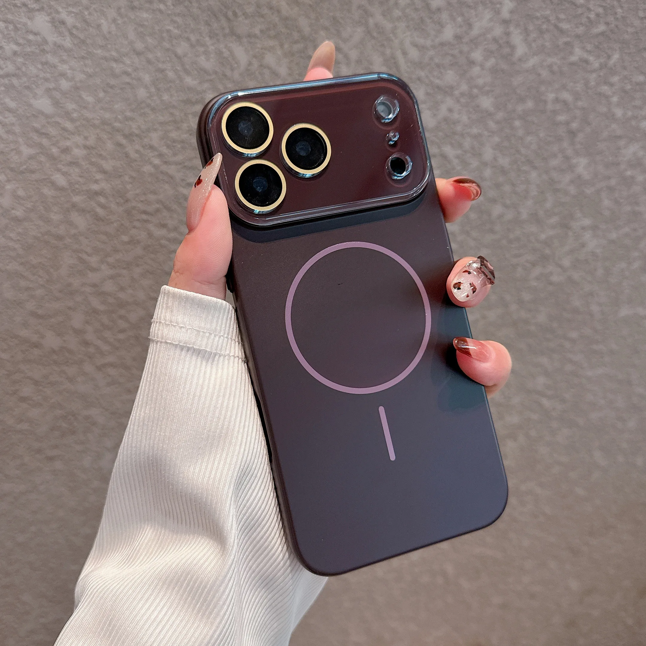 For Iphone 17Promax Soft Magnetic Wireless Charging Compatible Sleek Camera Lens Frame Shockproof Full Body Cover 16 15 14 13