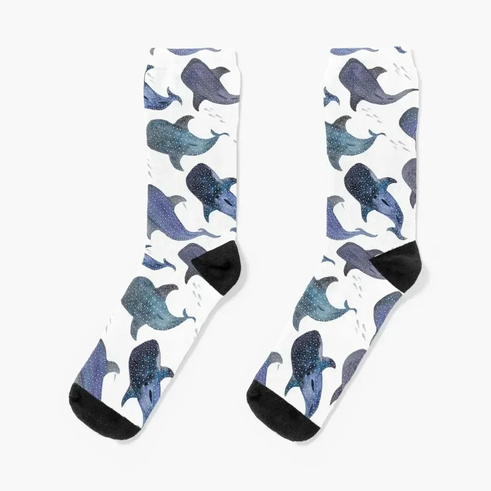 Whale Shark Pattern Party Socks anti slip football golf Run christmas stocking Socks Women's Men's