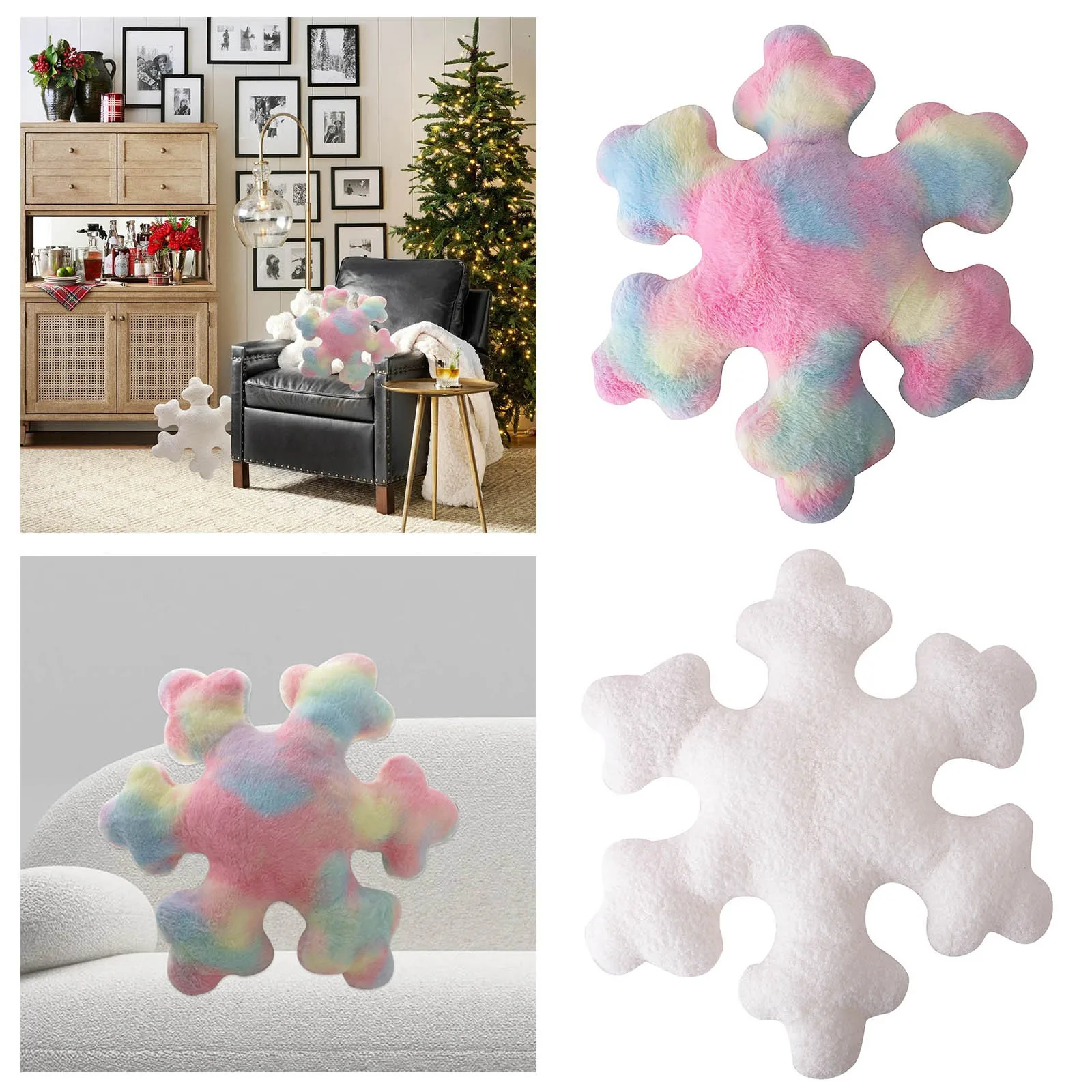 Christmas Snowflake Pillow Filled PP Cotton White Snow Cushion Home Holiday Decoration New Year 2024 Cojines Navidad