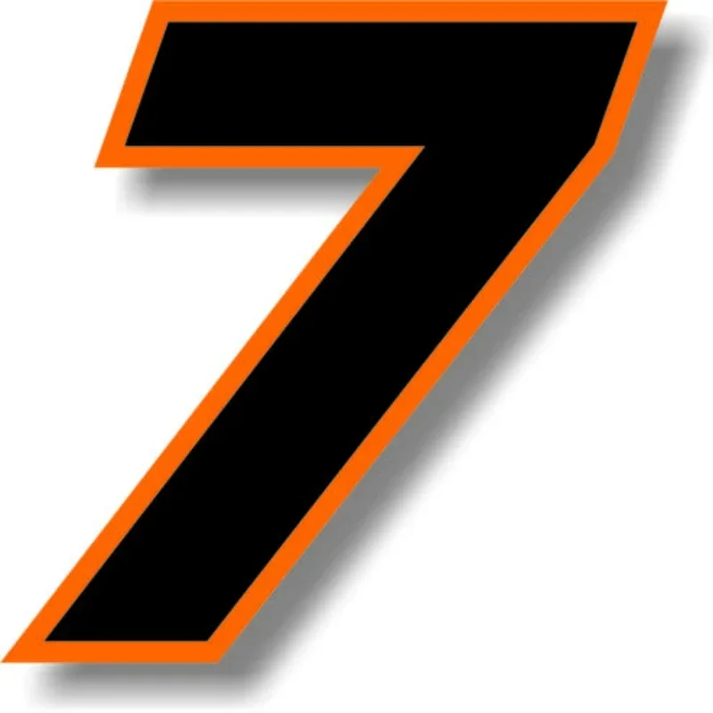 Hot SellFor Car Custom Race Number Square Font Black with Orange Border Sticker PVC Waterproof Self-adhesive Cars Decal