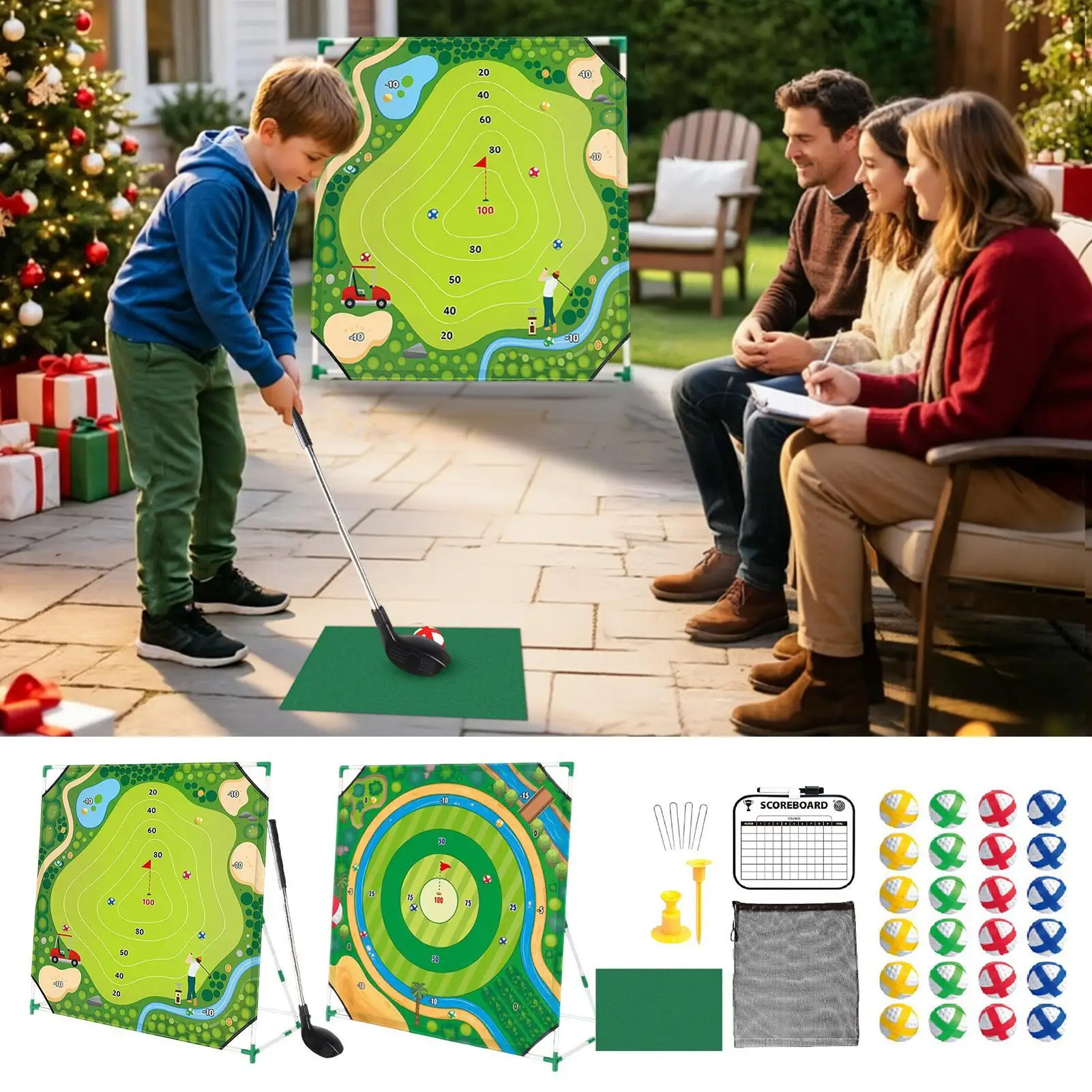 Golf Chipping Game With Balls Scoreboard Storage Bag Golf Chipping Outdoor Games Set For Kids Adults Golfer Family Indoor Garage
