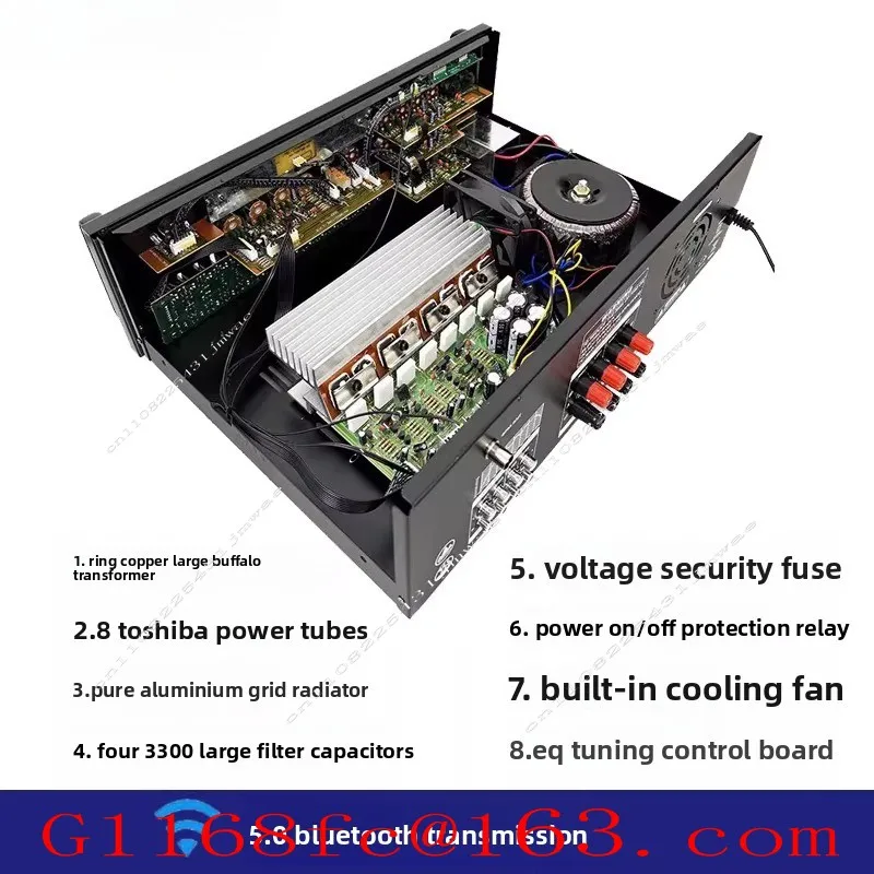 KA-8900 High Power Amplifier Home Bluetooth Dual Wireless Microphone Coaxial Amplifier