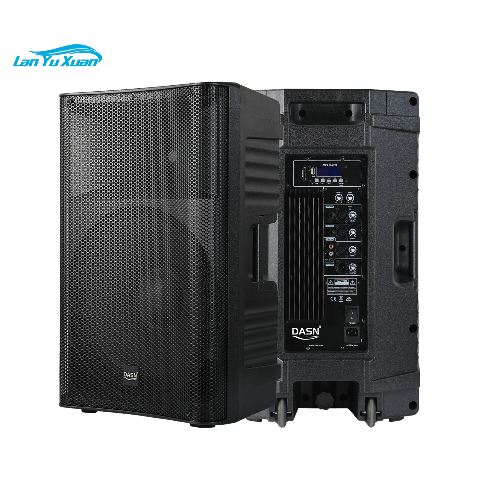 

DASN SCB15AC 15 Inch 720W 2 Way Professional Active Plastic Full Frequency MP3 DJ Stage Home Playground PA Speaker with Wheels
