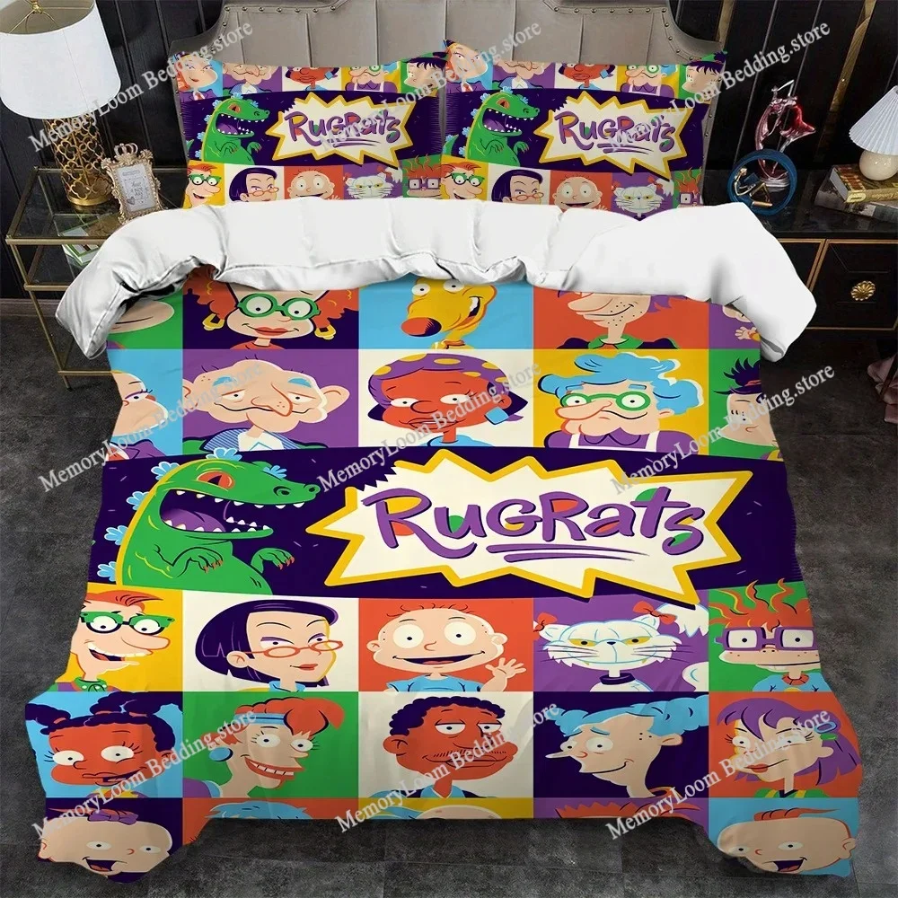 Funny R-Rugrats Cartoon Duvet Cover Set Home Style Bedding Soft Laundry Cotton Bed Four Seasons Student Dormitory Luxury Gift963