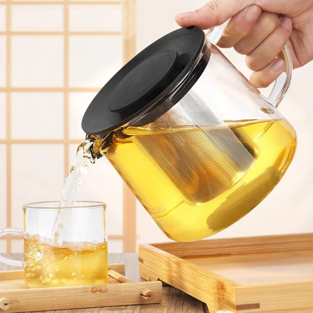 

1Pcs Heat Resistant Glass Teapot 1000Ml Elegant Coffee Tea Kettle with Air Vent Anti Slip Concave Bottom for Home Office Outdoor