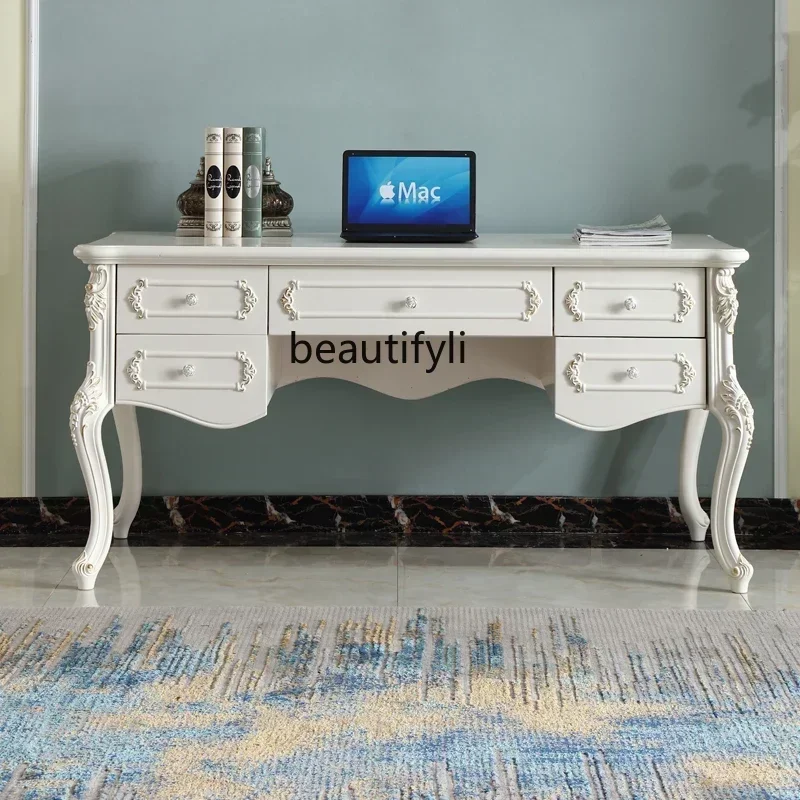 

yj57 письменный стол в европейском стиле, роскошный компьютерный стол для спальни, письменный стол из массива дерева, учебная мебель