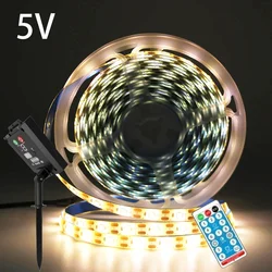 5V Solar LED Strip Light Remote Control 2835 60 LEDs Elastyczna taśma świetlna Wodoodporna ciepła biel 0,5 m 1 m 2 m 5 m Dekoracja ogrodowa