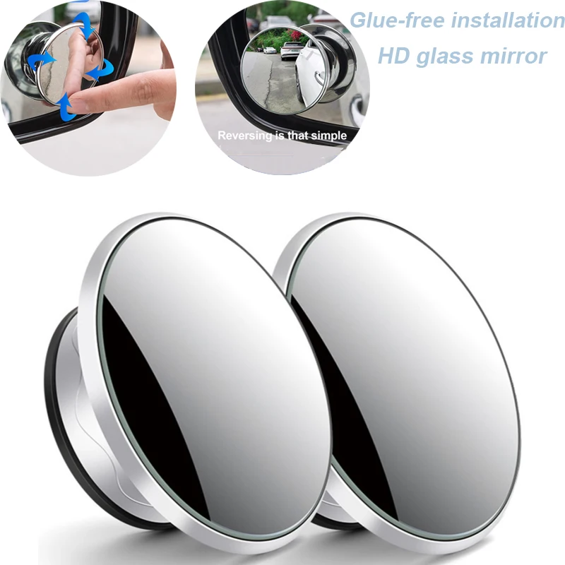 2Pcs Car Rearview Mirror Motorcycle Car Blind Spot Round Mirror 360 Wide Anger Parking Assitant Convex Mirror