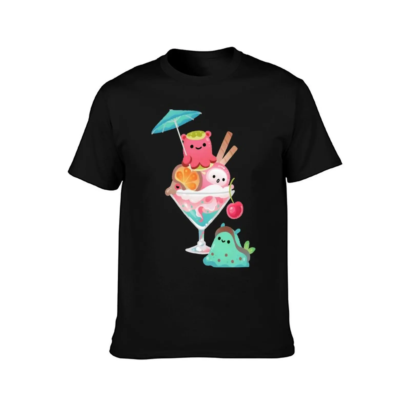 Mollusk cocktail T-Shirt, Summer Casual Cotton Tee, Oversized Streetwear Tops, Vintage Graphic Print, Loose Fit Short Sleeve