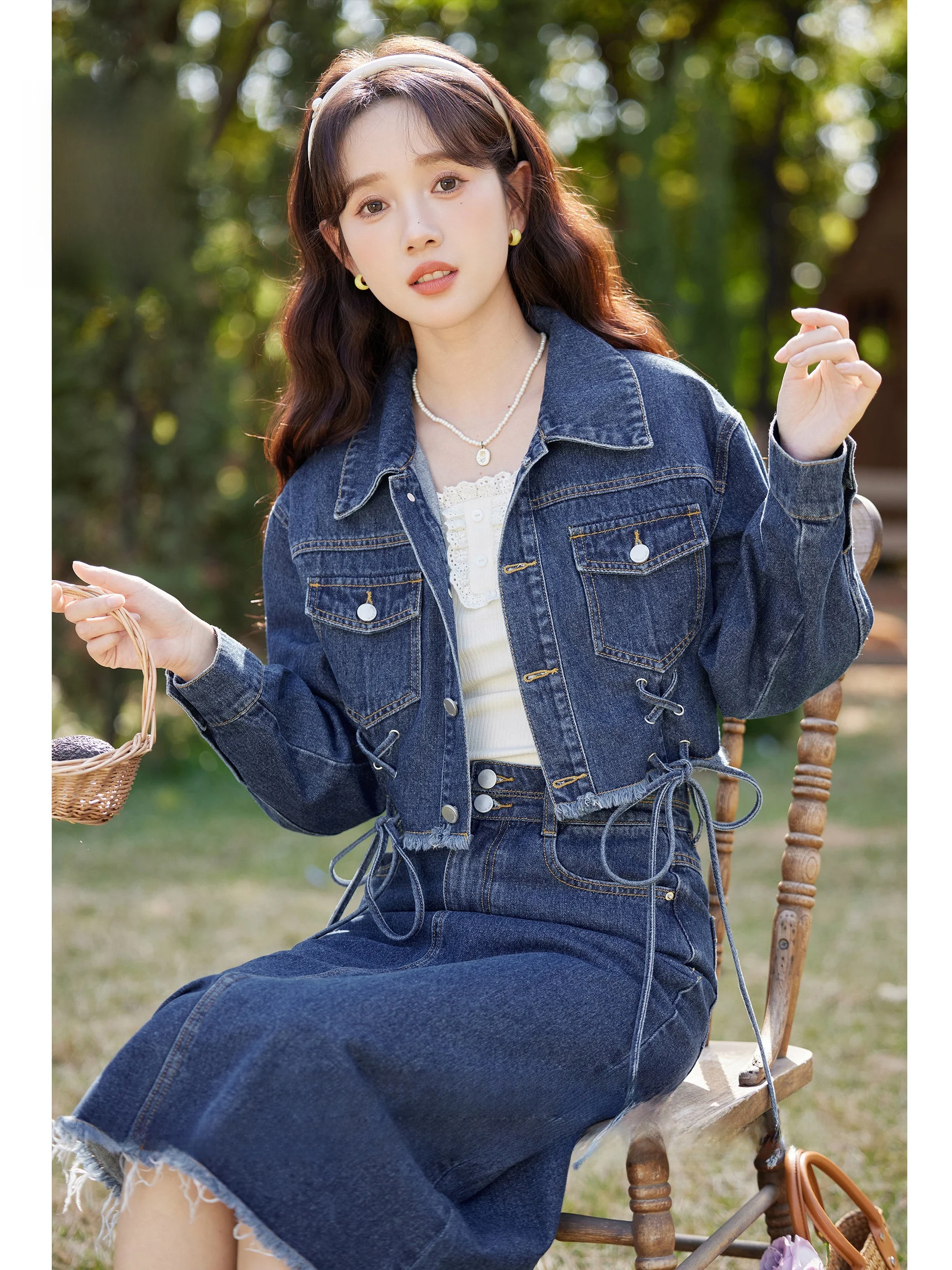 

Lingjiu 2026 New Retro Denim A-Line Skirt Women Summer Hiding Hip Pear Body Shape Skirts Cotton Casual round Neck Short ...