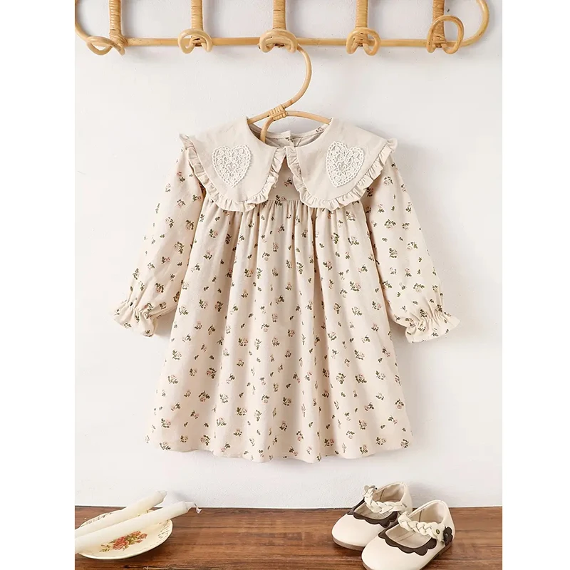 Frühling Kinder Baby Mädchen Schwester Kleidung Blume Drucken Prinzessin Kleid Herbst Baby Mädchen Puppe Kragen Kleid Kinder Kleidung Kleid ﻿