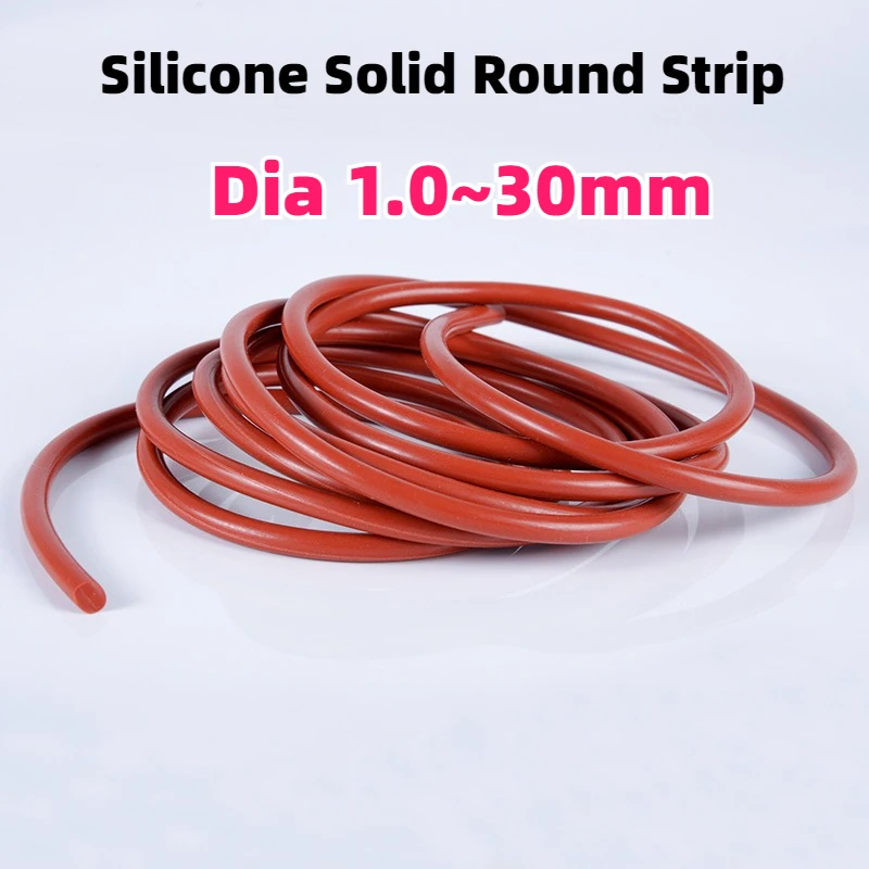 

Length 1Meter/5Meters Red Silicone Solid Round Strip Dia 1.0~30mm High-temperature Resistant Sealing Strip