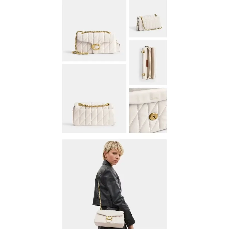 Elegante gesteppte Damenhandtasche mit Klappe, Schulter- und Umhängetasche mit Metallkettenriemen, modische Damenhandtasche – Detail 9