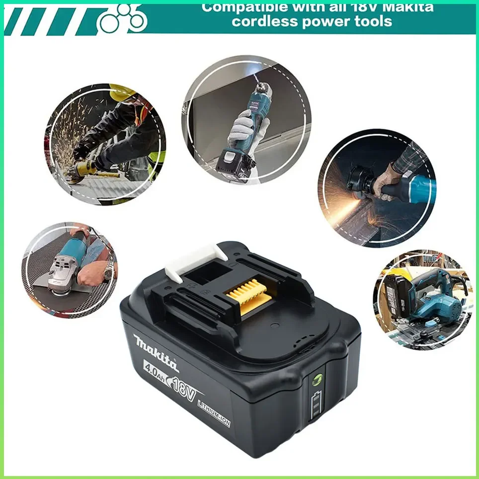 100%  Makita Original 18V 4.0Ah Rechargeable Power Tool Battery with LED Lithium Ion Replacement LXT400 BL1860B BL1860 BL1850