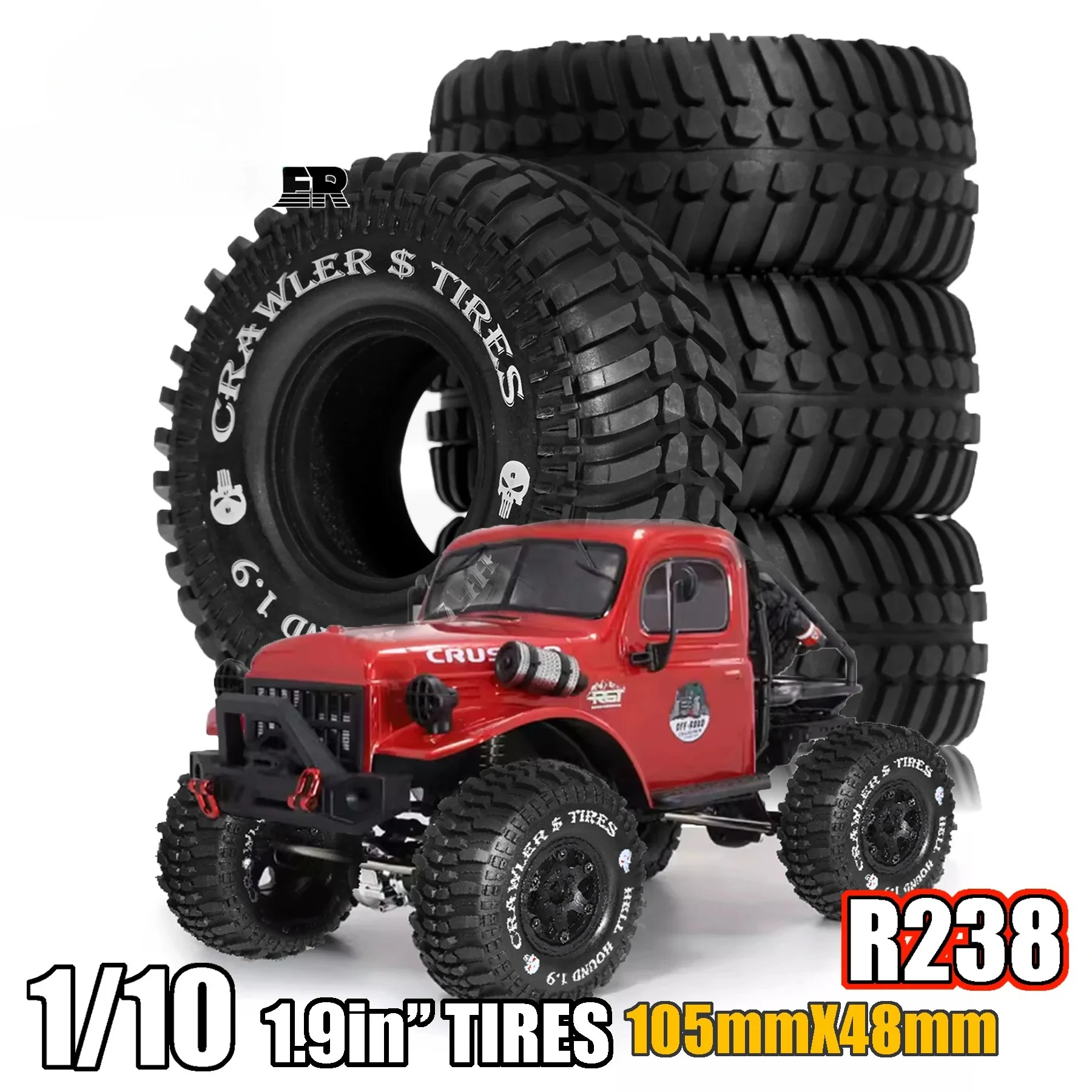 

4pcs 1.9 Inch Non-Slip Mud Slingers Tires Heavy Duty Rubber Tyres for 1/10 RC Crawler TRX4 TRX6 SCX10 90047 Redcat Gen8