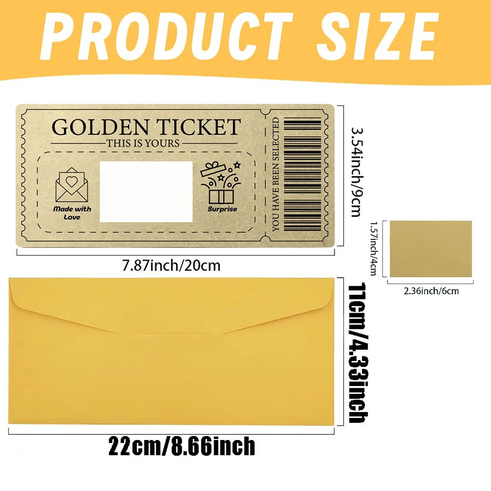 3pcs/set Golden Ticket Scratch Card Scratch-off Travel Ticket Set