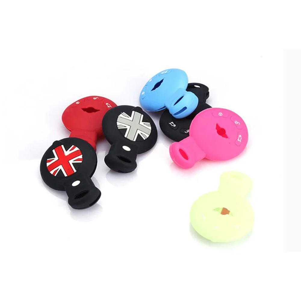 Union Jack Silicone Protection Car Remote Key Fob Case Cover Shell Bag For Mini Cooper JCW R55 R56 R57 R60 R61 Car Accessories