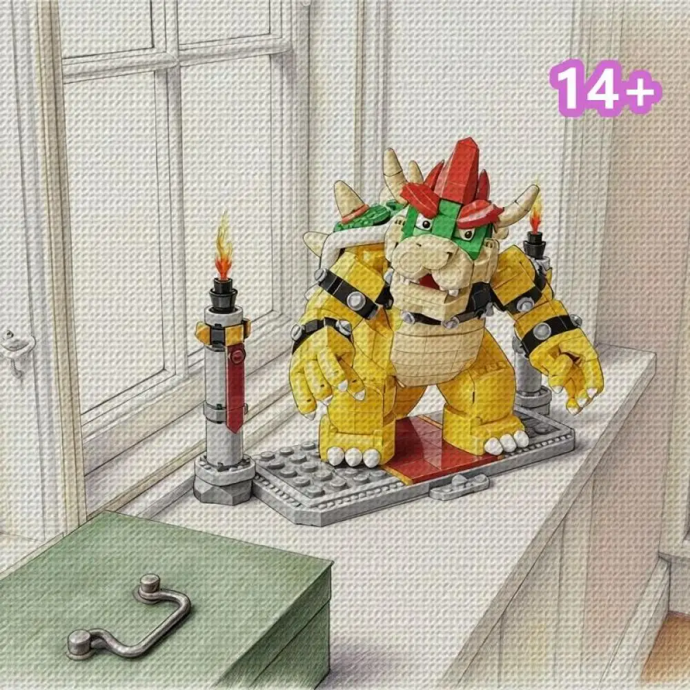 

2807Pcs New Mighty | Интерактивная игрушка-конструктор Bowser King из пластиковых блоков, модель 71411, для друзей