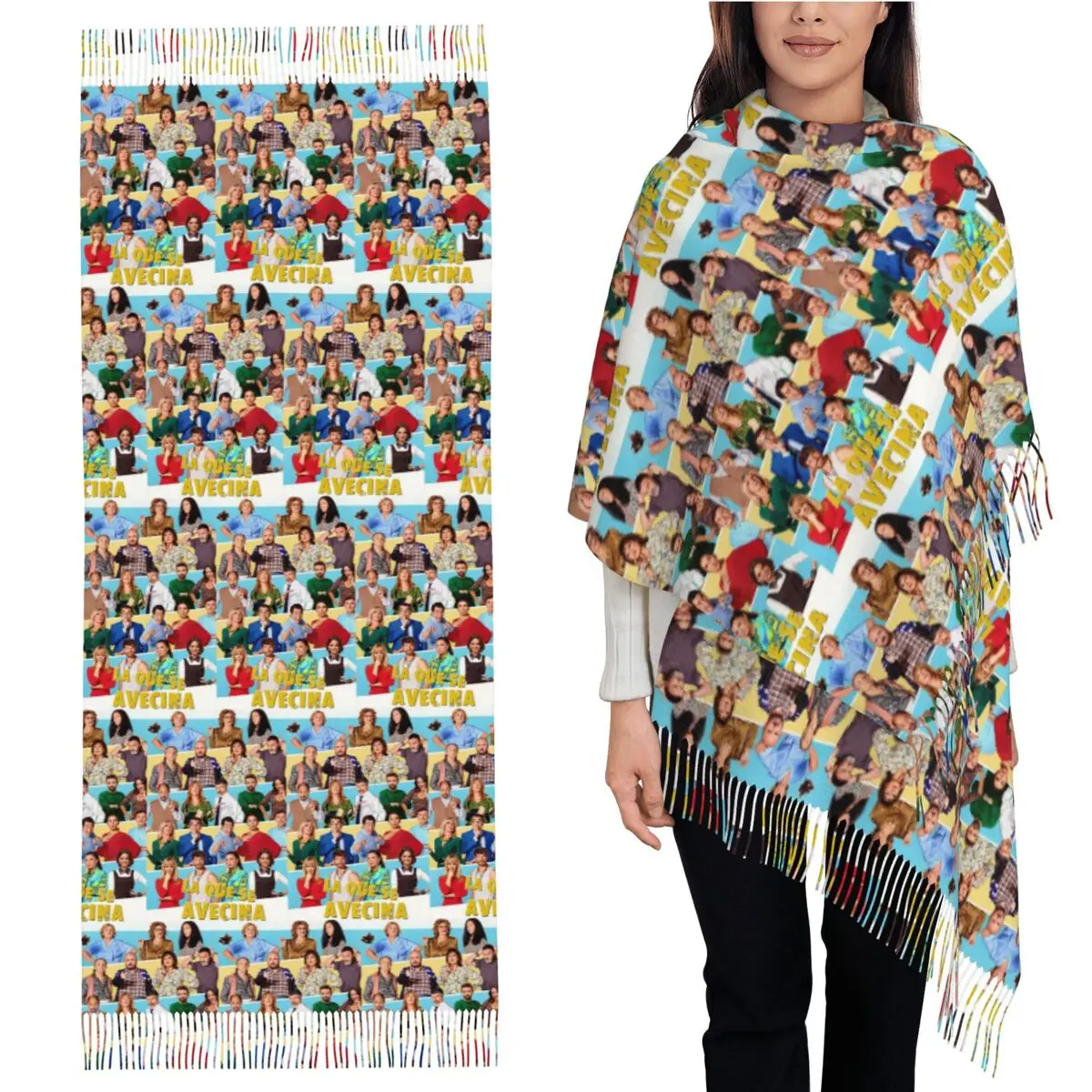 

La Que Se Avecina шарф с кисточками, женские мягкие теплые шали и накидки, длинная осенне-зимняя шаль