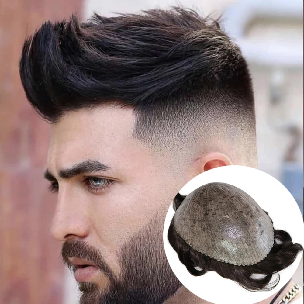 Perruque de Cheveux Humains pour Homme, Toupet en Micropeau, Super Durable, Capillaire Complet en PU, Qualité Supérieure, Nouveau Style, Vente