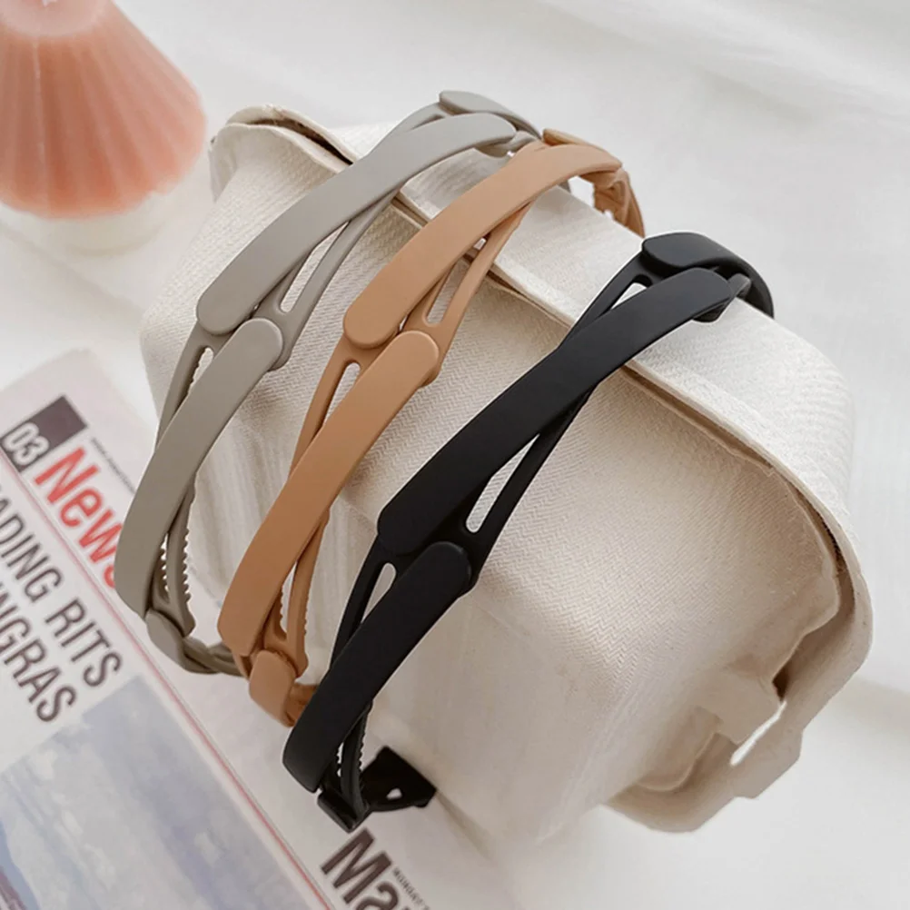 

5Pcs Invisible Headbands Foldable Plastic Hairbands with Teeth Grey Black Beige Pink for Women Men Sports Gym Hairstyle Tool