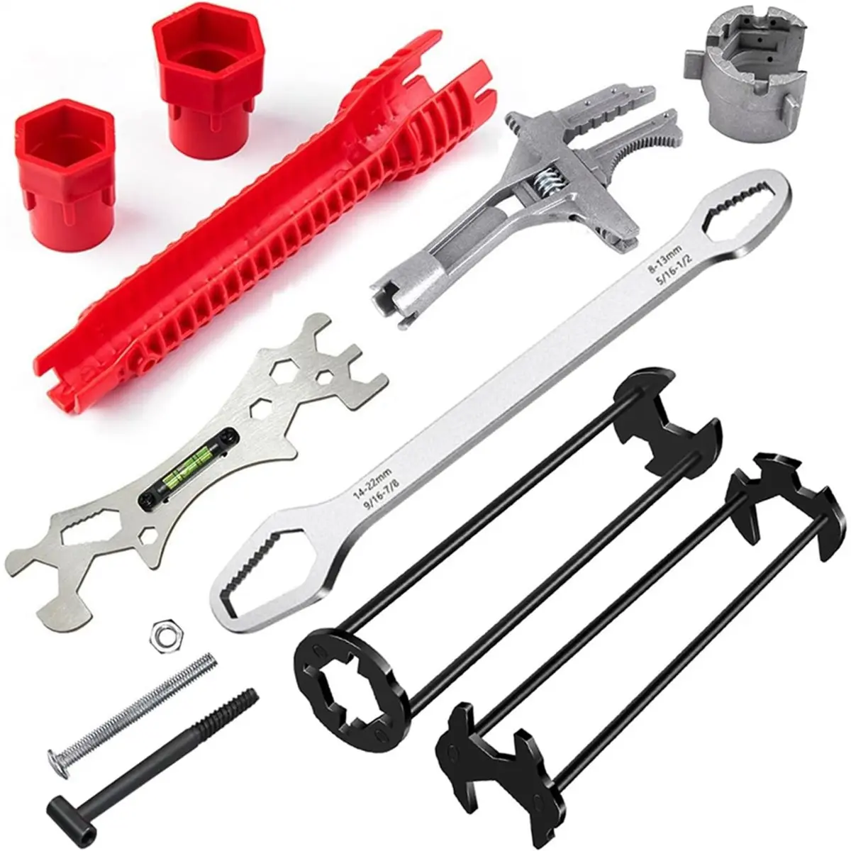 Promotional-Basin Wrench Set, 8 in-1 Sink & Faucet Wrench, Adjustable Wrench Wide Jaw Short Shank 6-75mm, Universal Plumbing Too